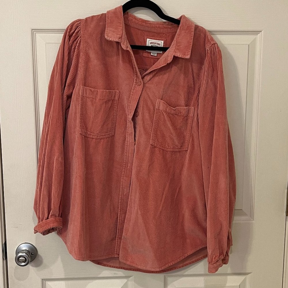 Pink American Eagle Corduroy Button Up